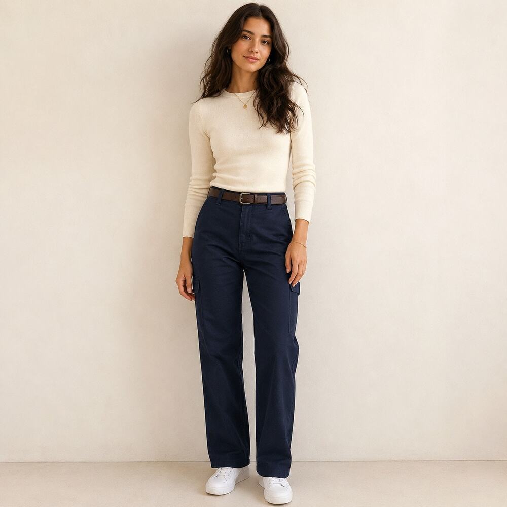 Aritzia TNA Navy Blue Utility Pants 100% Cotton Size 2